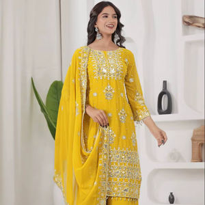 High Quality Traditional Winter Party Polyester Georgette Bollywood Anarkali Puff Sleeve Chudidars Salwar Kameez Dubai <b>Abaya</b> - Product Image 1