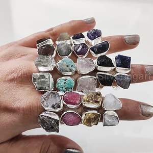 Anillo de Piedras Preciosas en Bruto para Mujer, Piedra Lunar Natural, Labradorita, Granate, Citrino, Joyería de Plata de Ley 925 - Product Image 4