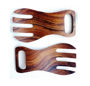 Nouveau modèle de service à salade ovale en bois de manguier, lot de 2 pièces, écologique, passe au lave-vaisselle, ustensiles à salade, cuisine à domicile, fabriqué en Inde - Product Image 5