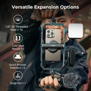 <span class=keywords><strong>Kit</strong></span> Gabbia Universale a Sgancio Rapido SmallRig Basic per Smartphone, <span class=keywords><strong>Kit</strong></span> Rig Video in Alluminio con Doppia Impugnatura e Controllo Wireless - Product Image 5
