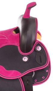 Selle de cheval adulte occidentale synthétique en cuir léger pour sports équestres - Product Image 6