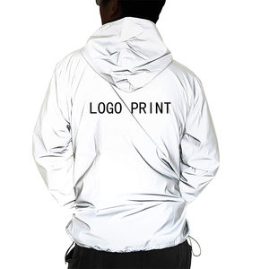 Chaqueta Cortavientos con Capucha Reflectante para Hombre, Estilo Deportivo, con Cuello Alto, Impermeable y Transpirable para Todas las Estaciones - Product Image 2