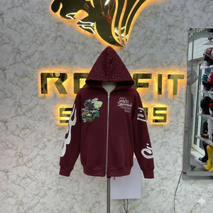 เสื้อฮู้ดสำหรับผู้ชายเสื้อฮู้ดแบบมีซิปพิมพ์ลายพัฟทำจากโรงงาน - Product Image 4