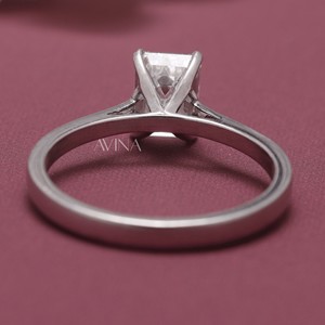 IGI Certified Emerald Cut Diamond <b>Solitaire</b> <b>Ring</b> in Solid 925 Sterling <b>Silver</b> - Product Image 6