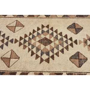 3x13.7 ft Herki Turkish Rug, <b>Brown</b> Floral Vintage Rug <b>Wool</b> - Product Image 5
