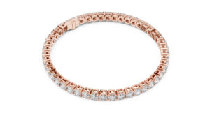 Bracelet de fiançailles en or rose 14 carats avec diamant rond de laboratoire pour femme, cadeau de mariage élégant certifié de luxe - Product Image 6