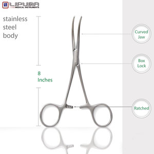 Pinzas Kelly, pinzas hemostáticas, instrumento quirúrgico curvo de 8 pulgadas, uso médico veterinario, pinzas de bloqueo, manejo de tejidos - Product Image 4
