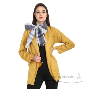 Stile parisiano Inspiree da donna lana stola Block strisce Design morbido grigio e bianco 90% lana 10% seta per Boutique store - Product Image 2