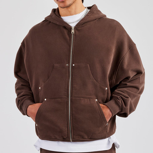 Sudadera con Capucha MOVETEXTILE Basics, Estilo Urbano, Lavada al Ácido, Gruesa, Holgada, 460 g/m², Algodón, Corte Recto, Cierre Completo - Product Image 1