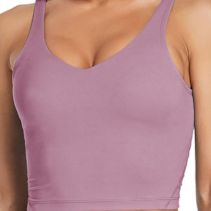 Sujetador deportivo de mujer de excelente calidad transpirable gimnasio ajuste regular con logotipo personalizado color sólido venta en línea/venta al por mayor - Product Image 1