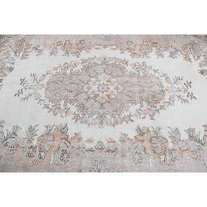 Tapis vintage de grande taille 5,5 x 9,1 pieds, tapis turc en laine à bordures brunes et blanches - Product Image 5