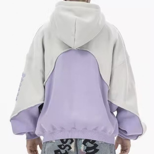 เสื้อฮู้ด100% โอเวอร์ไซส์สำหรับผู้ชายผ้าคอตตอนสีทึบดีไซน์ไหล่ปล่อยสำหรับฤดูใบไม้ผลิ - Product Image 4