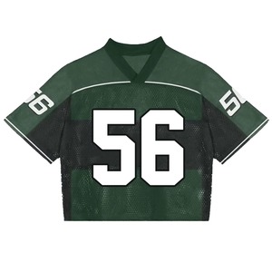 Camiseta de fútbol oversize recortada con cuello en V para mujer, camiseta de fútbol americano, camiseta de entrenamiento de manga corta y secado rápido - Product Image 4