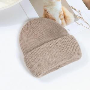 Women's Winter Solid Color <b>Beanie</b> Soft Knit <b>Slouchy</b> Rabbit Fur Cap Casual Outdoor Fashion Aviator Hat - Product Image 2