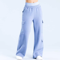 Celana Panjang Wanita Kamuflase Model Flat Front Bordir Bahan Polyester/Katun Ringan Bernapas untuk Olahraga Musim Dingin