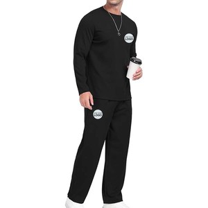 Ensemble 2 pièces en polaire d'hiver pour hommes, sweat-shirt ras du cou à manches longues et pantalon à taille élastique, survêtements solides et décontractés - Product Image 3