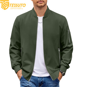 Blouson aviateur zippé léger et extensible de coupe décontractée pour homme - Product Image 4