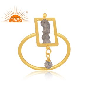 Dernier modèle de bague en argent sterling plaqué or 18 carats avec perles naturelles Labradorite Bague empilable Bijoux personnalisés pour femmes Cadeau F - Product Image 1