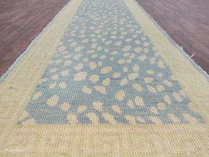 Luxury Large 2.6x12 Blue <b>Runner</b> Carpet Hand Knotted Floral Pattern Low Pile Cut Pile Technique Washable for <b>Door</b> Hallway Stairs - Product Image 5