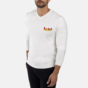 OEM ODM personalizado hombres suéter de punto 100% algodón de punto con cuello en V suéter al por mayor fabricante de manga larga de punto suéteres de los hombres - Product Image 6