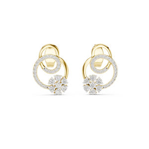 ต่างหูเพชรทรงหยดน้ำทรงกลมสีโรสโกลด์ 14K สำหรับผู้หญิง |   ชุดทำงาน |   เพชรที่เพาะเลี้ยงใหม่ - Product Image 5