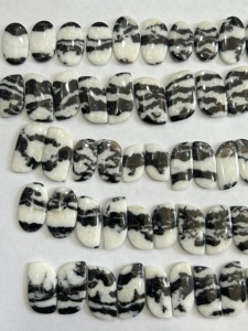 Par de piedras de cabujón de jaspe de cebra negro blanco Natural de grado AAA +, tamaño personalizado, jaspe de cebra negro suelto, par de piedras de jaspe Natural - Product Image 4