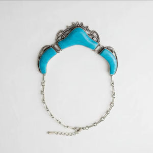 Collier en pierre précieuse turquoise de grande taille pour femmes, argent sterling de haute qualité, style bohème classique, 20% de réduction et cadeau du Nouvel An - Product Image 4