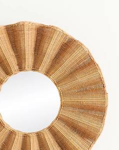 Espejo de Pared Redondo de Ratán Tejido a Mano, Marco de Mimbre Natural, Decoración Boho para el Hogar, Espejo Ecológico Hecho a Mano para la Sala de Estar - Product Image 3