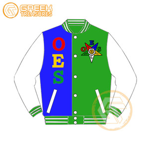 Customized Order Eastern <b>Star</b> Solid Appliques Cotton Fleece Embroidered Breathable Quick Dry Zipper Closure Stand Women's <b>Jacket</b> - Product Image 4