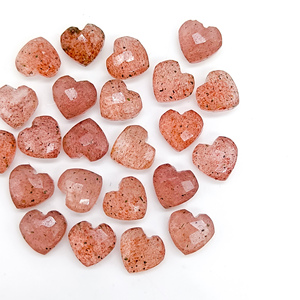 Cuarzo de fresa natural facetado tallado a mano en forma de corazón piedras preciosas fabricación de joyas 8mm cuarzo de fresa piedras preciosas sueltas Briolette - Product Image 4