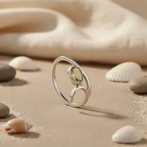 Bague en argent 925 avec citrine pour femmes, bijoux élégants en cristal de pierres précieuses - Product Image 1