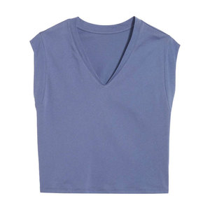 High Quality Customized <b>Womens</b> V Neck Muscle <b>Tank</b> <b>Top</b> Sleeveless Breathable <b>Knitted</b> Eco-Friendly Casual Summer Use - Product Image 4