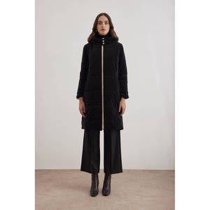Abrigo Largo Acolchado Vintage de Invierno para Mujer con Capucha y Cierre de Cremallera - Product Image 3