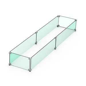 Pare-vent carré extérieur en verre trempé protecteur de table de foyer au propane pare-vent