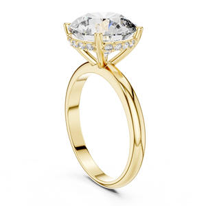 Bague de fiançailles en diamant de laboratoire en or massif 14 carats d'inspiration vintage, cluster de diamants taille ronde pour les occasions de mariage - Product Image 4