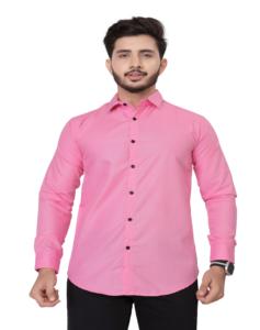 Chemise rose en polyester pour hommes Chemise formelle pour hommes de haute qualité disponible à l'exportation au prix de gros - Product Image 1