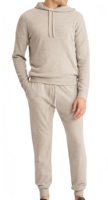 Ensemble de détente en cachemire pour hommes, anti-rétrécissement, avec sweat à capuche tricoté et pantalon à cordon de serrage, personnalisable avec logo OEM