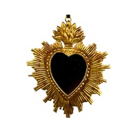 Corazón sagrado de Metal dorado, Milagros colgantes, corazón sagrado para iglesia, hogar, pared, regalo católico decorativo y decoración