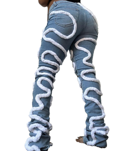 Pantalones Vaqueros Deslavados con Efecto Desgastado para Mujer, Pantalones Vaqueros Ajustados para Mujer, Pantalones Vaqueros de Calle para Mujer, Soporte OEM - Product Image 3