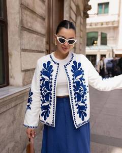 2025 nuevo Boho Inspire Hippie Chic mujer chaqueta Regular geométrica Aari bordado transpirable 100% algodón trabajo manga larga fiesta - Product Image 1