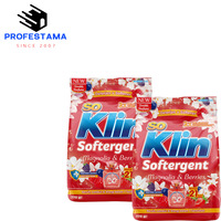 Detergente en Polvo Ecológico Portátil Klin de Indonesia con Aroma a Limón, Jazmín y Lavanda para Ropa, Eliminador de Manchas Extra Fuerte y Suavizante