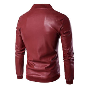 Veste en simili cuir classique pour homme, col montant zippé, style streetwear - Product Image 2