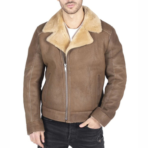 Chaqueta Bomber de piel de oveja hecha a medida para hombre, diseño de moda con características a prueba de viento y logotipo personalizado - Product Image 6