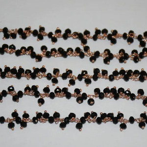 Best Quality Copper and Black Beads <b>Rosary</b> chain, Black Plated Glass Beads Cluster <b>Rosary</b> Chain, Beaded Chain for Jewelry Making - Product Image 6