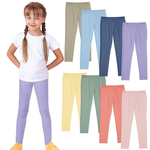 Wholesale Kid Girl <b>Leggings</b> Spandex Polyester Blend Washed Breathable Soft Fabric Solid Color Slim Fit Comfortable Stretch Belt - Product Image 2