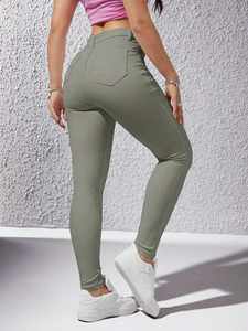 Heaven Craft Ladies High Waist Skinny Fashion Denim Jeans Embossed Printing Breathable Summer Collection Washed <b>Women</b> - Product Image 2