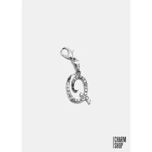 Charm Pendente Iniziale Q in Argento Trasparente Corsivo per Bracciali alla Moda - Product Image 2
