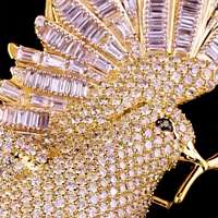Colgante de Plata 925 con Moissanita en Forma de Pájaro Volador, Personalizable, Sin Níquel, Estilo Hip Hop, Chapado en Oro, para Fiesta de Halloween