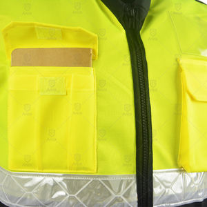 Gilet de sécurité de travail réfléchissant personnalisé noir, jaune et orange haute visibilité pour hommes avec logo et poches - Product Image 4