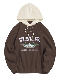 Sweat à capuche pour hommes, lettre montagne broderie graphique peluche polaire décontracté cordon pull à capuche - Product Image 1